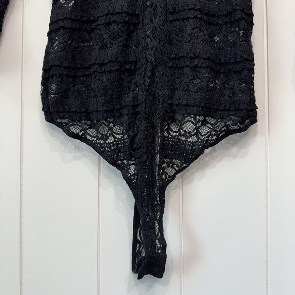 Cinq A Sept Marla Sheer Silk Black Lace $195 Bodysuit Women’s Size Small - Picture 3 of 15